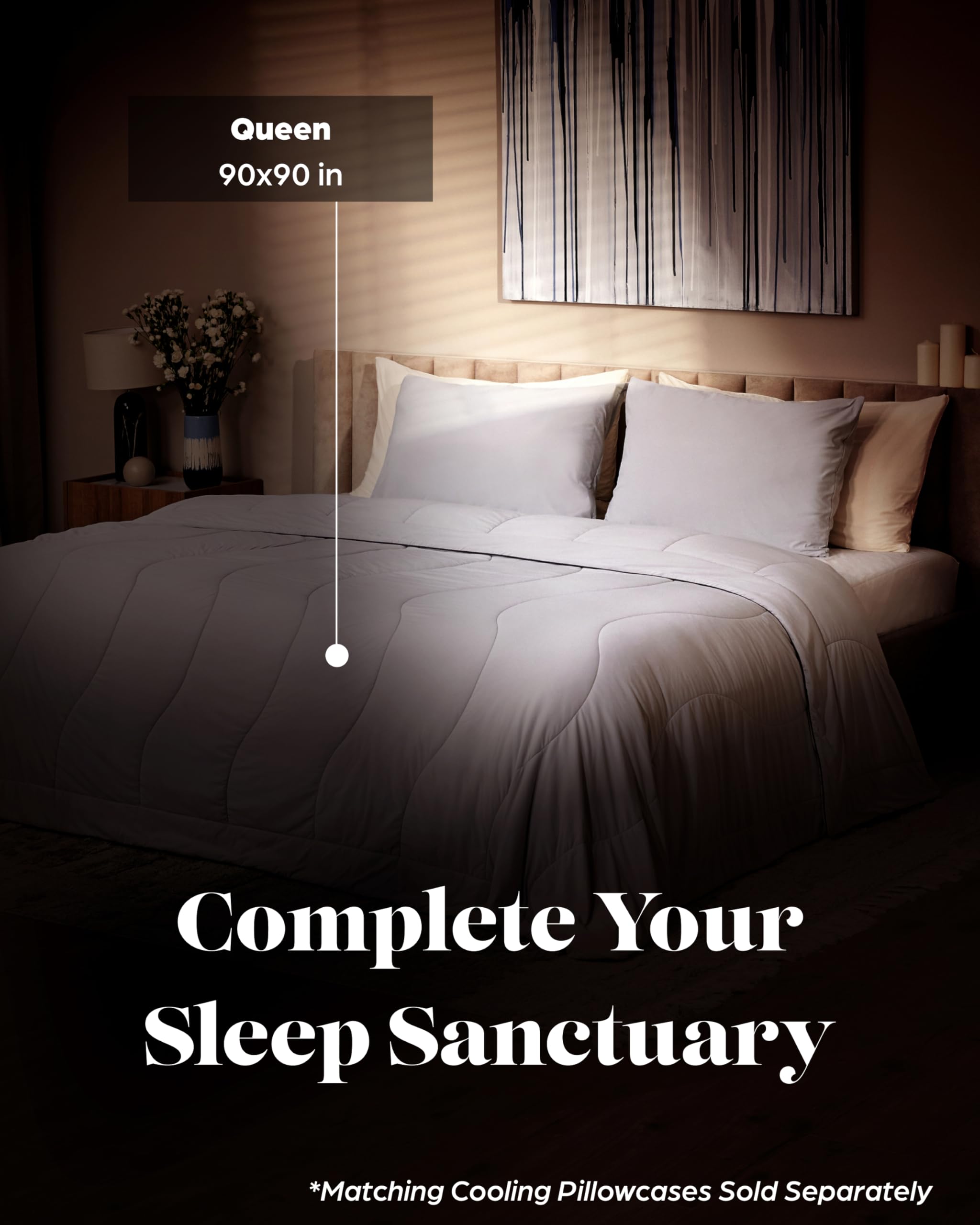 Cooling Comforter Queen Size Luxury Cooling Duvet Ultimate Cooling Comforter for Night Sweats Cool Comforters for Hot Sleepers Ideal Menopause Blanket for Incredible Rest (Queen, Light Grey)