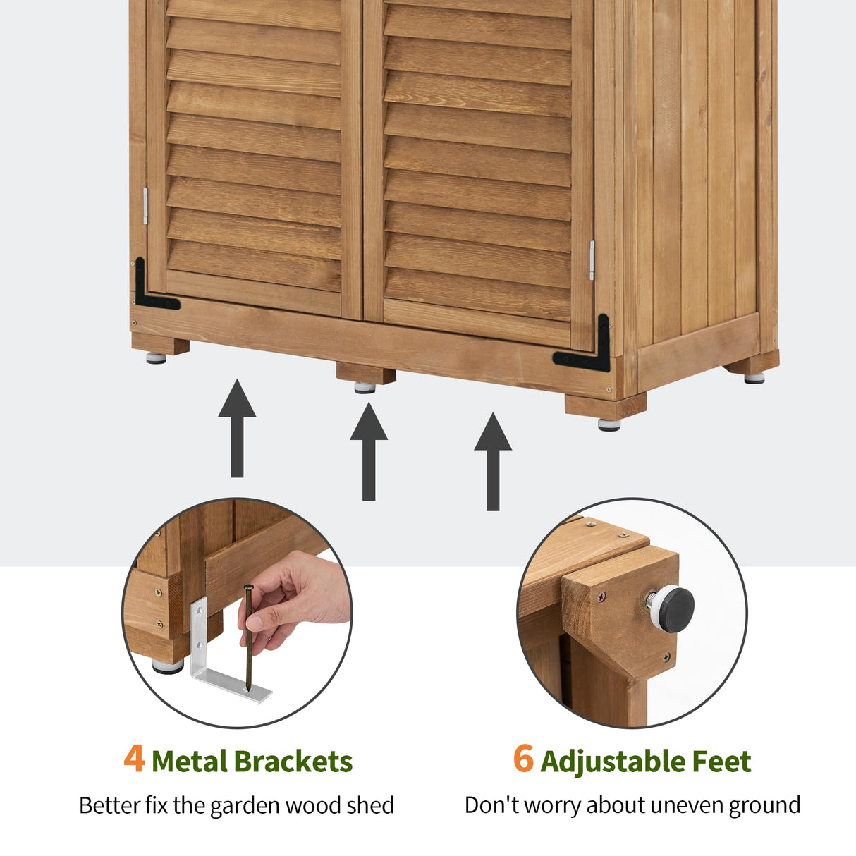 Outdoor Storage Cabinet, Garden Storage Shed, Outside Vertical Shed with Lockers