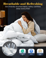 3D Baffle Box Real Down Comforter, 750 Fill-Power Ultra-Soft Down Duvet Insert, All Season White Feathers Down Twin Comforter, Medium Warm Bed Comforter, Fluffy and Cozy, 8 Corner Tabs - 68" X 90"