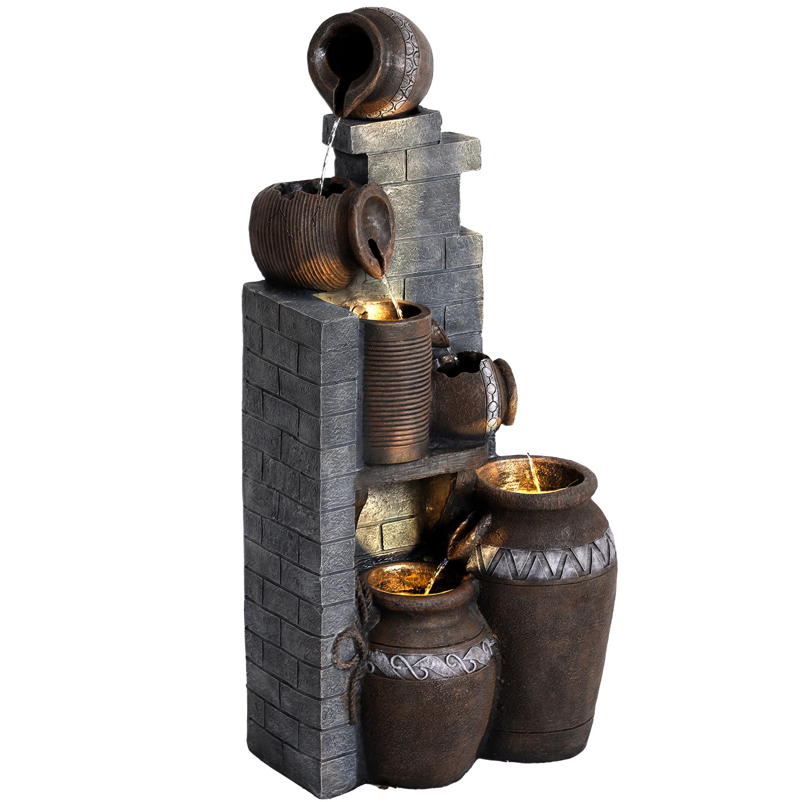 6-Tier Garden Outdoor Water Fountain Outdoor Modern Floor-Standing Fountain Waterfall