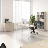 L Shaped Computer Desk 72 inch with 2 Drawer Lateral File Cabinet and 5 Shelf Bookcase