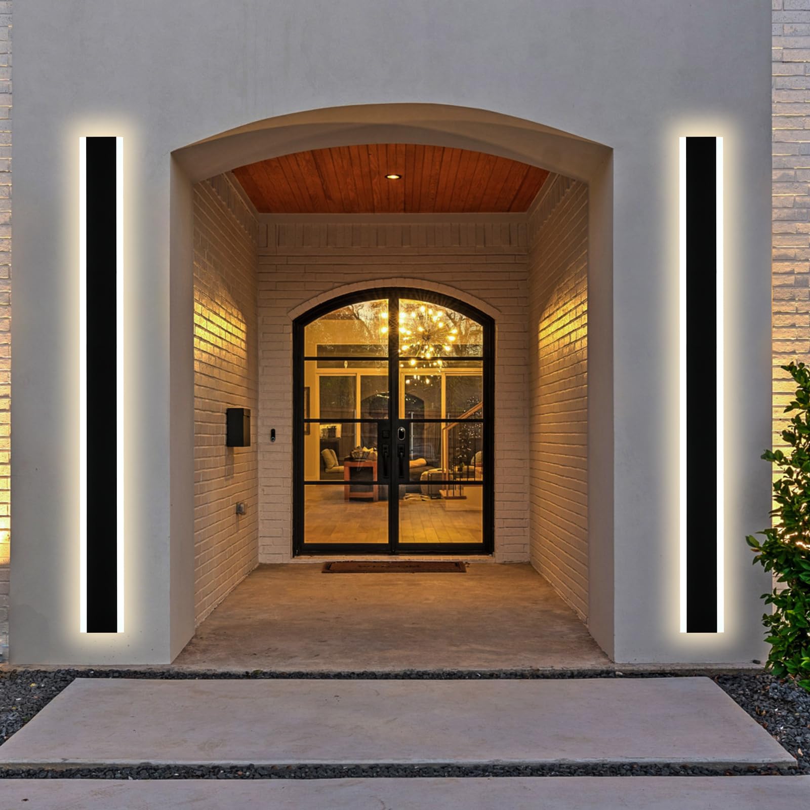 2 Pack Black Outdoor Wall Light,60 inch Long Outdoor Modern LED Wall Sconce