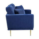 Velvet Sofa Love Seat, Modern Couches, Metal Seat Base Metal Legs with Gold-Tone Finish