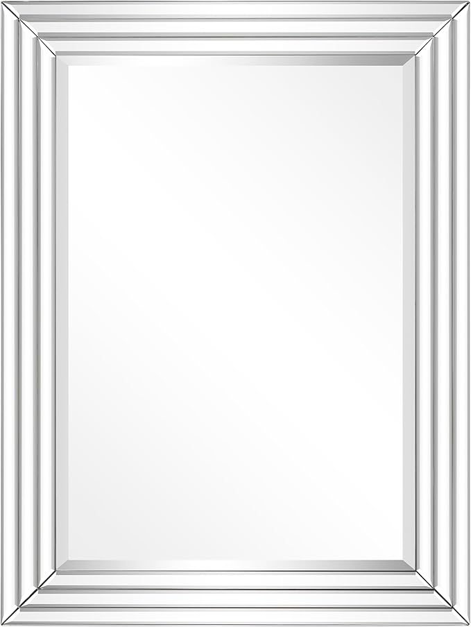 Solid Wood Framed Wall Mirror, Wall-Mounted Mirrors, 1"-Beveled, Bathroom Mirror