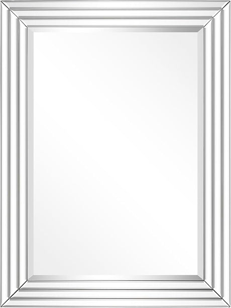 Solid Wood Framed Wall Mirror, Wall-Mounted Mirrors, 1"-Beveled, Bathroom Mirror