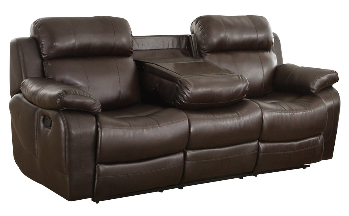 Reclining Sofa w/ Center Console Cup Holder, Brown Bonded Leather