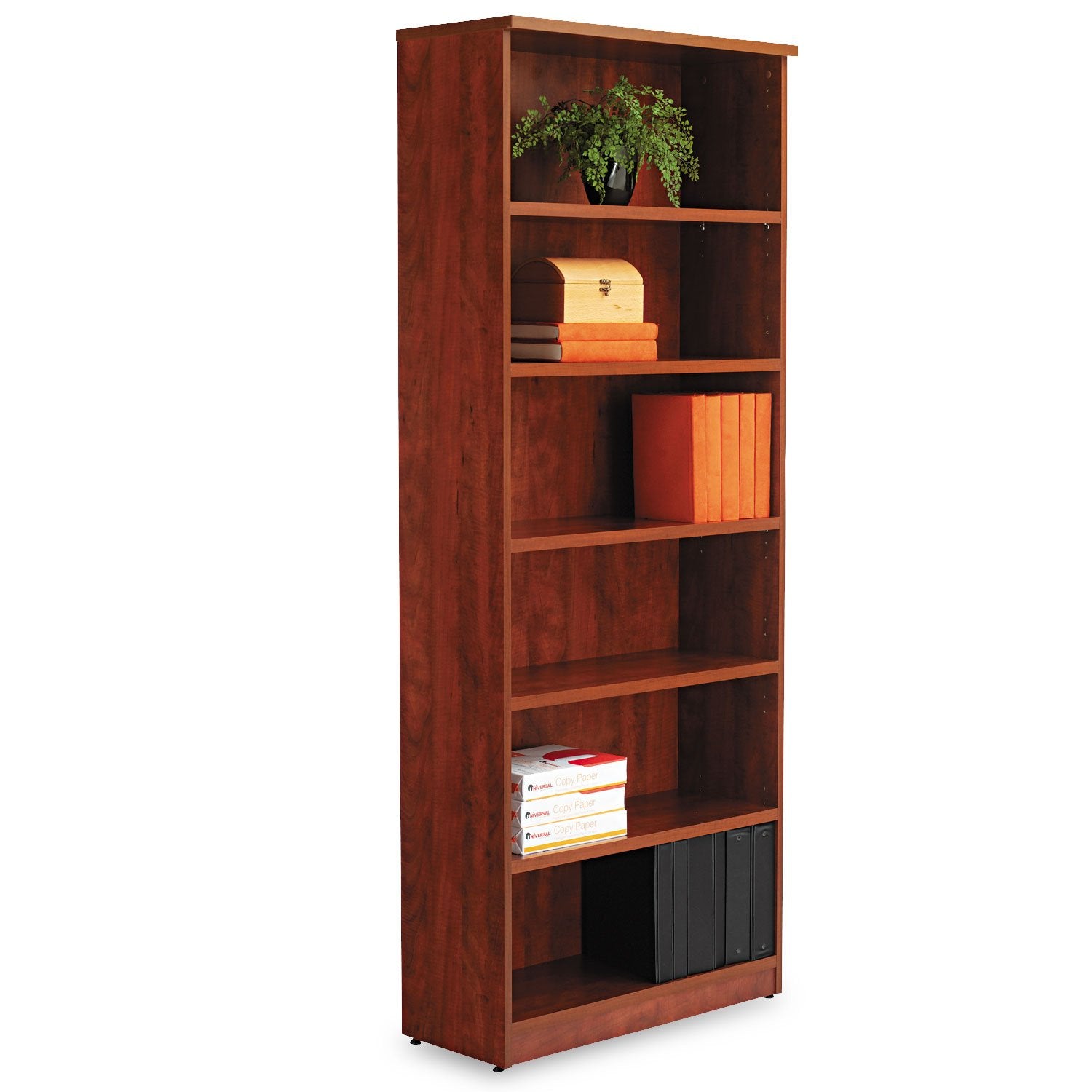 Alera VA638232MC Valencia Bookcase, 6-Shelf, 31-3/4 x 14 x 80-3/8, Med. Cherry