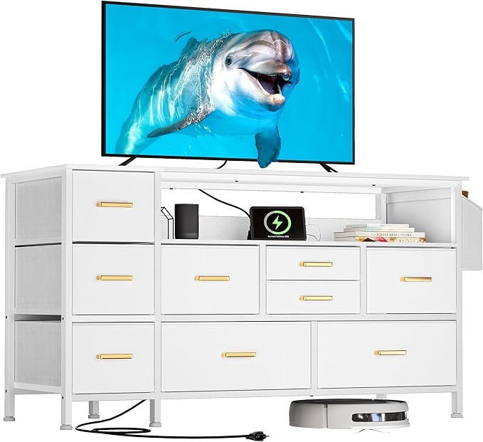 TV Stand with Charging Station, Dresser