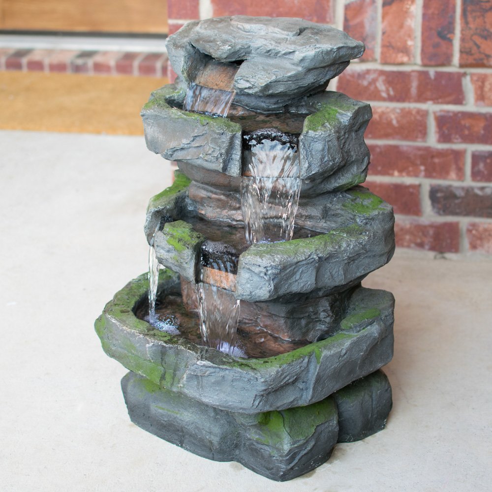 Stunning Outdoor Water Feature for Gardens & Patios. Weather Resistant w/LED Lights