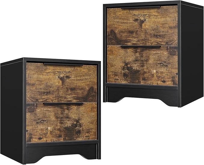 Wood Nightstand, Bed Side Table with 2 Drawers