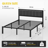 Queen Bed Frame with Headboard, USB Charging & LED Lights