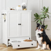 Metal Dog Feeding Station with Storage Cabinet & Elevated Bowls