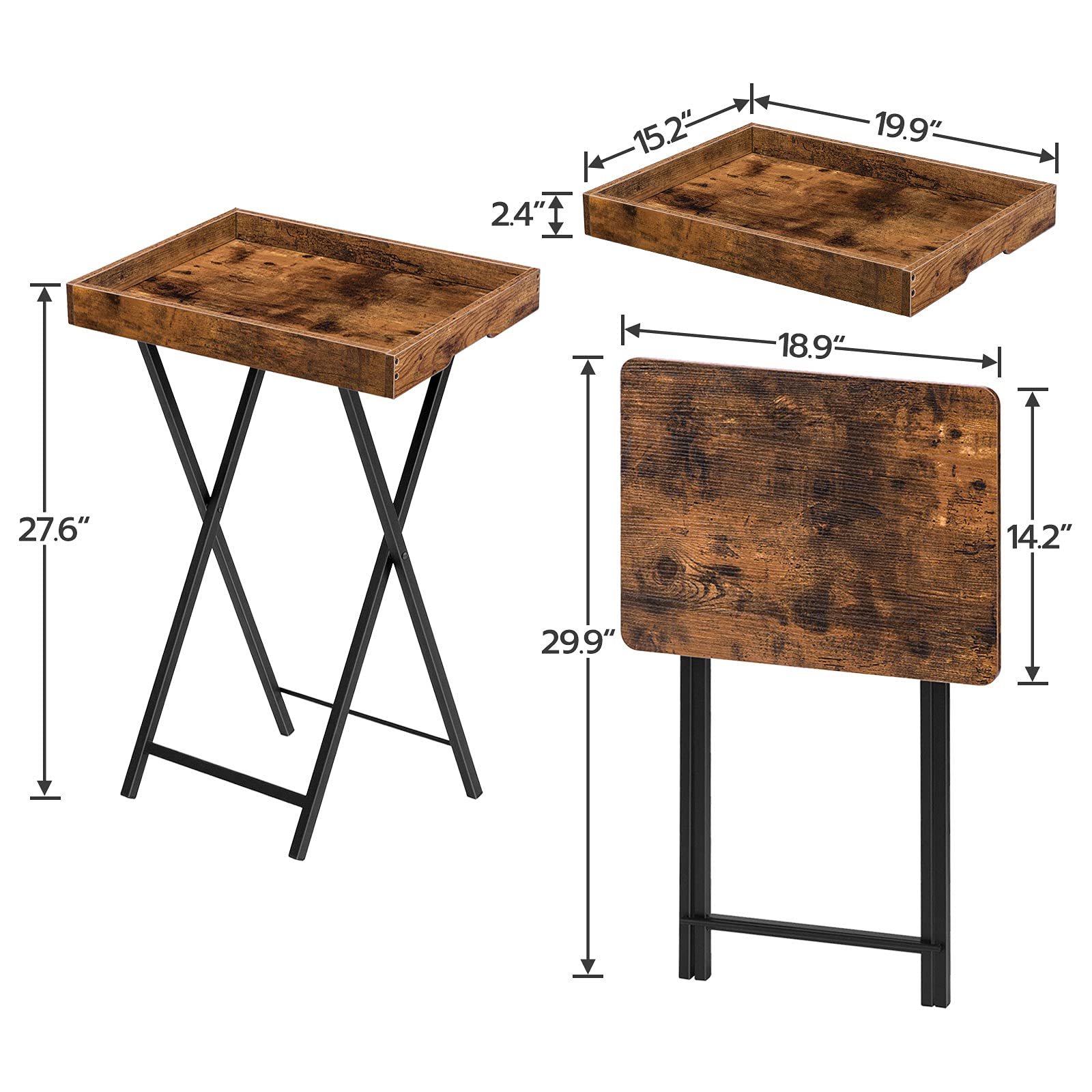 TV Tray Table, Folding Table with Removable Serving Tray