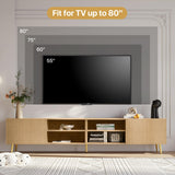 86 Inch TV Stand with Fluted Design and Adjustable Shelves