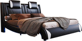 LED Full Size Bed Frame with Faux Leather Headboard