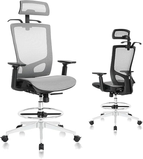 Mesh Office Chair Ergonomic Drafting Desk Chairs High Back with Adjustable Headrest