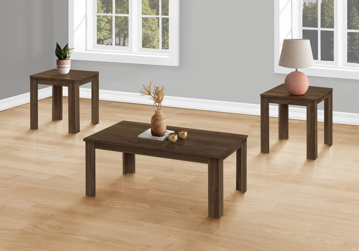 7862P Table, 3pcs Set, Coffee, End, Side, Accent, Living Room, Laminate, Walnut