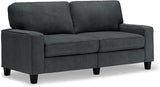 Palisades 73" Track Arm Sofa, Easy Care Polyester, Soft Pillow Back, Pocket Coil Seat Cushions, Removable Covers, Loveseat or Couch for Small Spaces, Living Rooms or Bedrooms, Light Gray