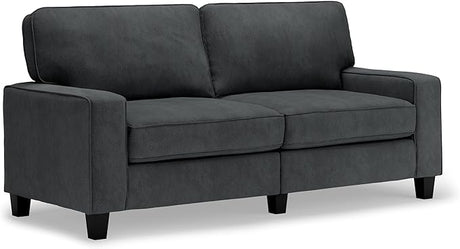 Serta Palisades 61" Track Arm Sofa, Easy Care Polyester, Soft Pillow Back, Pocket Coil Seat Cushions, Removable Covers, Loveseat or Couch for Small Spaces, Living Rooms or Bedrooms, Dark Brown