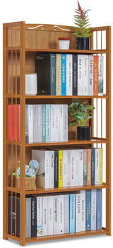 Bamboo Bookshelf, 6-Tier Adjustable Tall Bookcase Rack Organizer Shelving Free