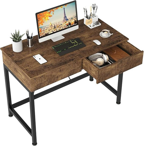 40Inch Small Desk with 2 Wooden Drawers,Vanity Desks for Home Office