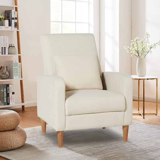 Modern Upholstered Accent Chair Armchair with Pillow, Fabric Reading Living Room