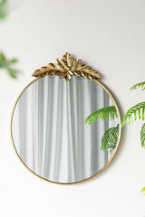 Large Round Wall Mirror with Ornate Gold Metal Frame, Traditional Accent Mirror