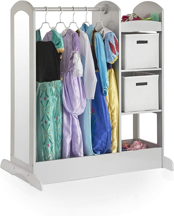 Store Dress-up Center – Lavender: Pretend Play Storage Closet with Mirror & Shelves