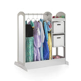 See and Store Dress-up Center – Gray: Kids Dramatic Play Storage Armoire with Mirror