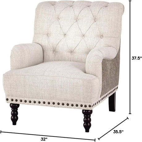 Signature Design by Ashley English Tartonelle Tufted Accent Arm Chair, Taupe