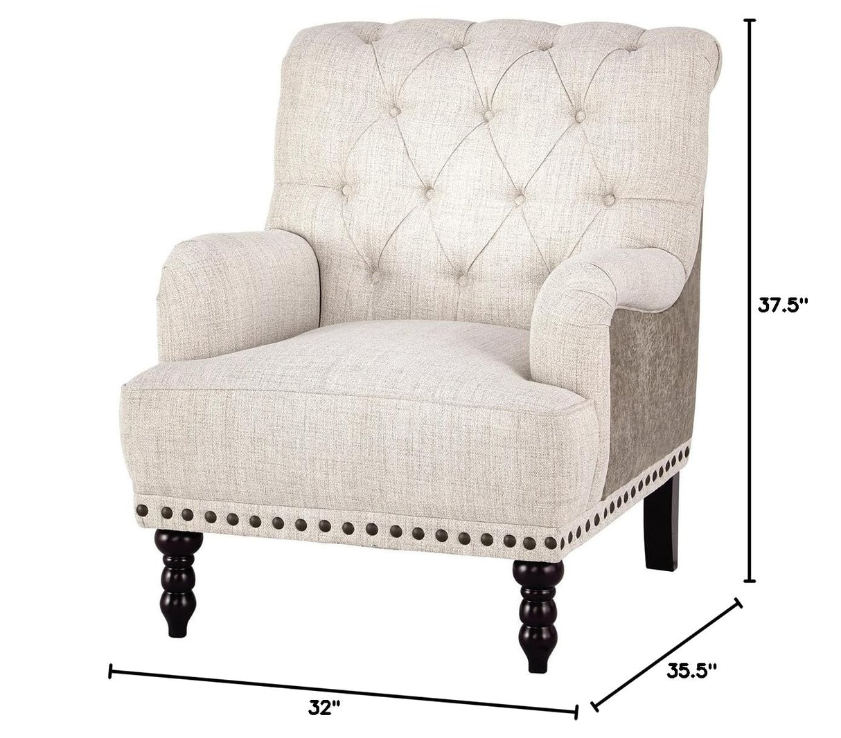 English Tartonelle Tufted Accent Arm Chair, Taupe