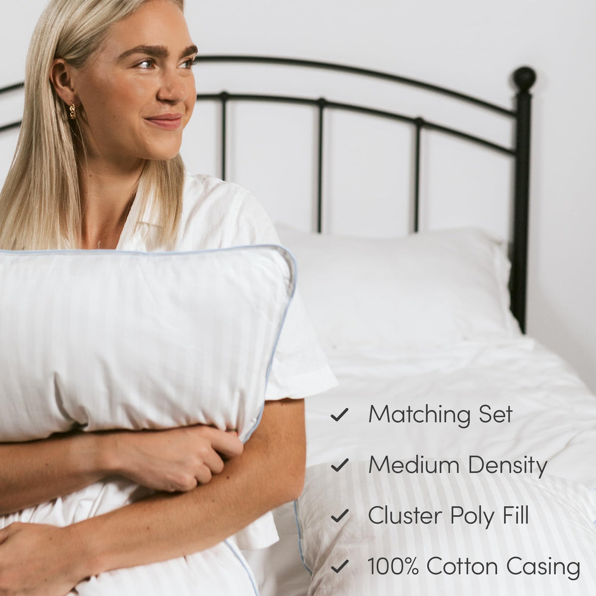 eLuxurySupply 4-Pack Premium Bed Pillows - Medium Density and Medium Loft Ideal for Back and Side Sleepers - 100% Cotton Casing - 20"X28" Standard/Queen Size