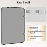 Black Metal Framed Bathroom Mirror 24x36 - Set of 2 Rounded Rectangle Vanity Mirrors