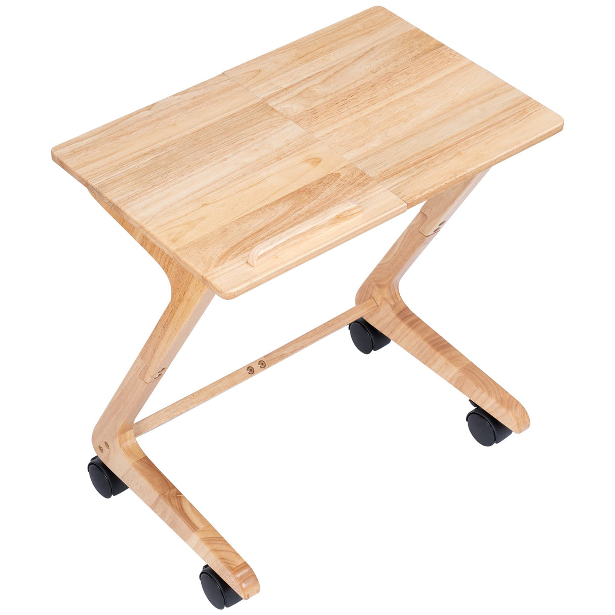 TV Tray Table, TV Dining Table with Casters for Small Spaces, Solid Wood End Table