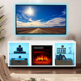 Electric Fireplace TV Stand with Adjustable Glass Shelves