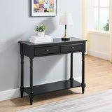 Solid Wood Console Entry Table with 2 Drawers, Accent Sofa Table with Storage Shelf