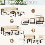 6 Piece Patio Conversation Sofa Set, Acacia Wood Chair Set