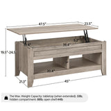 Lift Top Coffee Table with Hidden Storage Compartment & Lower Shelf