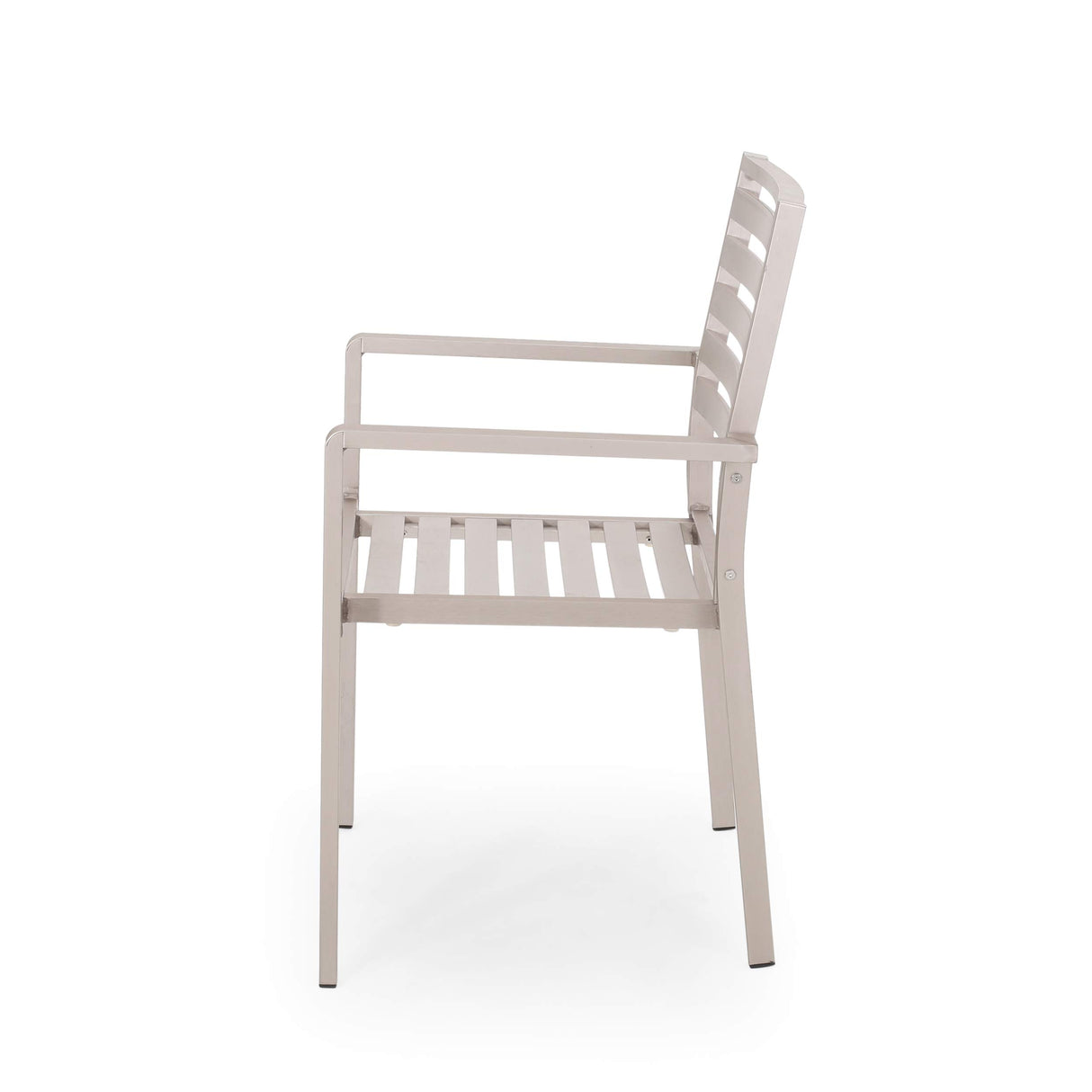 GDFStudio Outdoor Modern Aluminum Dining Chair (Set of 2), Silver