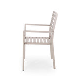 GDFStudio Outdoor Modern Aluminum Dining Chair (Set of 2), Silver