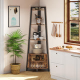 6-Tier Corner Shelf, 67 Inch Tall Corner Shelf Stand, Industrial Ladder Corner Bookshelf,