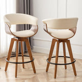 Faux Leather Bar Stools Set of 2,Counter Height Bar Stools,26 Inch Swivel Bar Stools