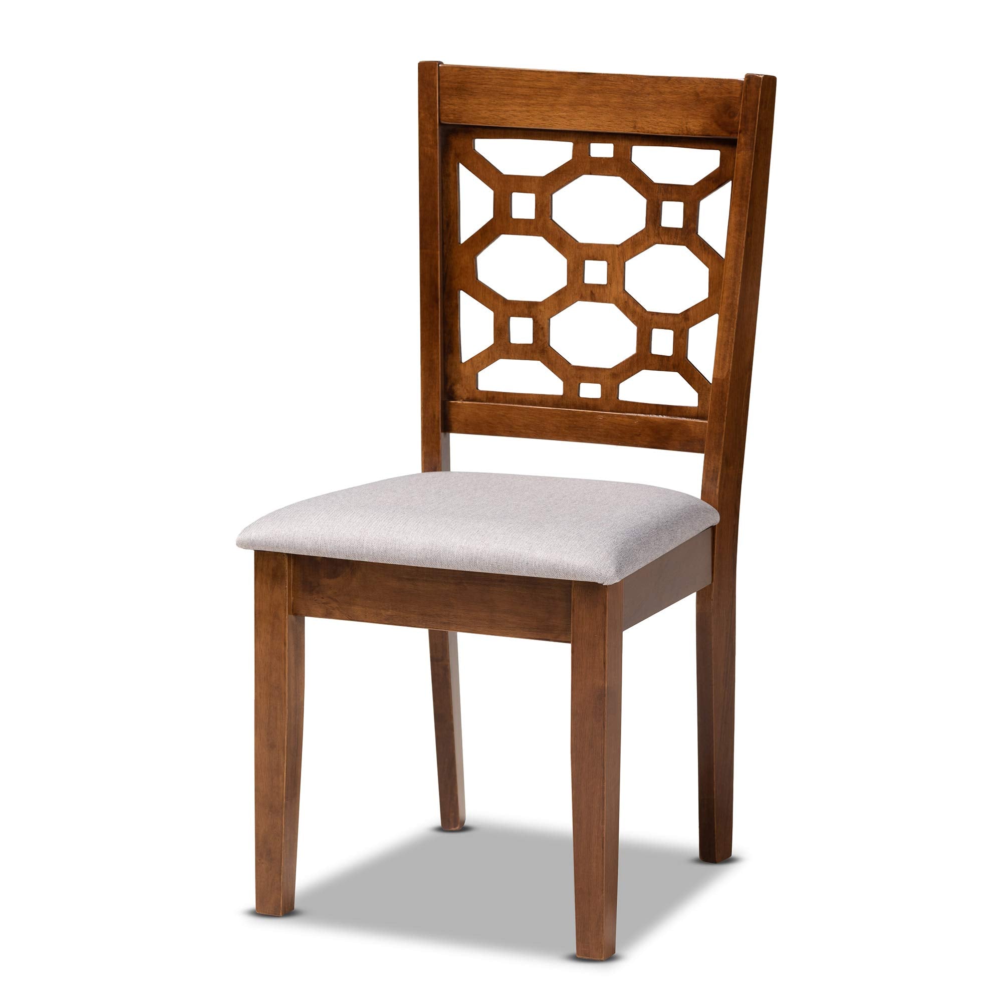 Henry Modern and Contemporary Grey Fabric Upholstered and Walnut Brown Finished