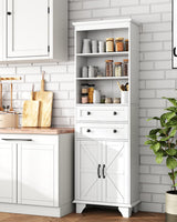 72" Tall Bathroom Storage Cabinet, Farmhouse Storage Cabinet with 2 Drawers