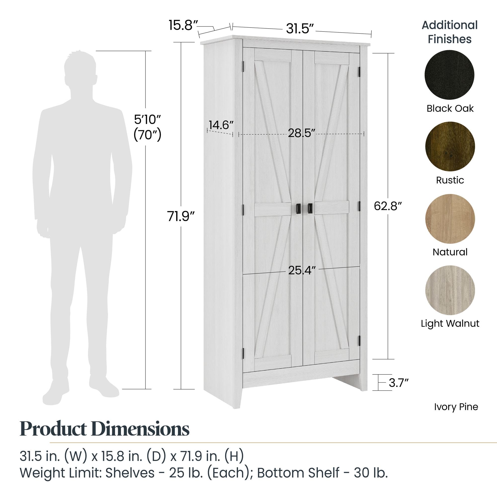 Evolution Farmington 31.5" Wide Storage Cabinet - Rustic Gray