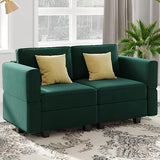 Modular Sectional Sofa with Double Chaise Velvet U Shaped Sofa Reversible Sectional Couch