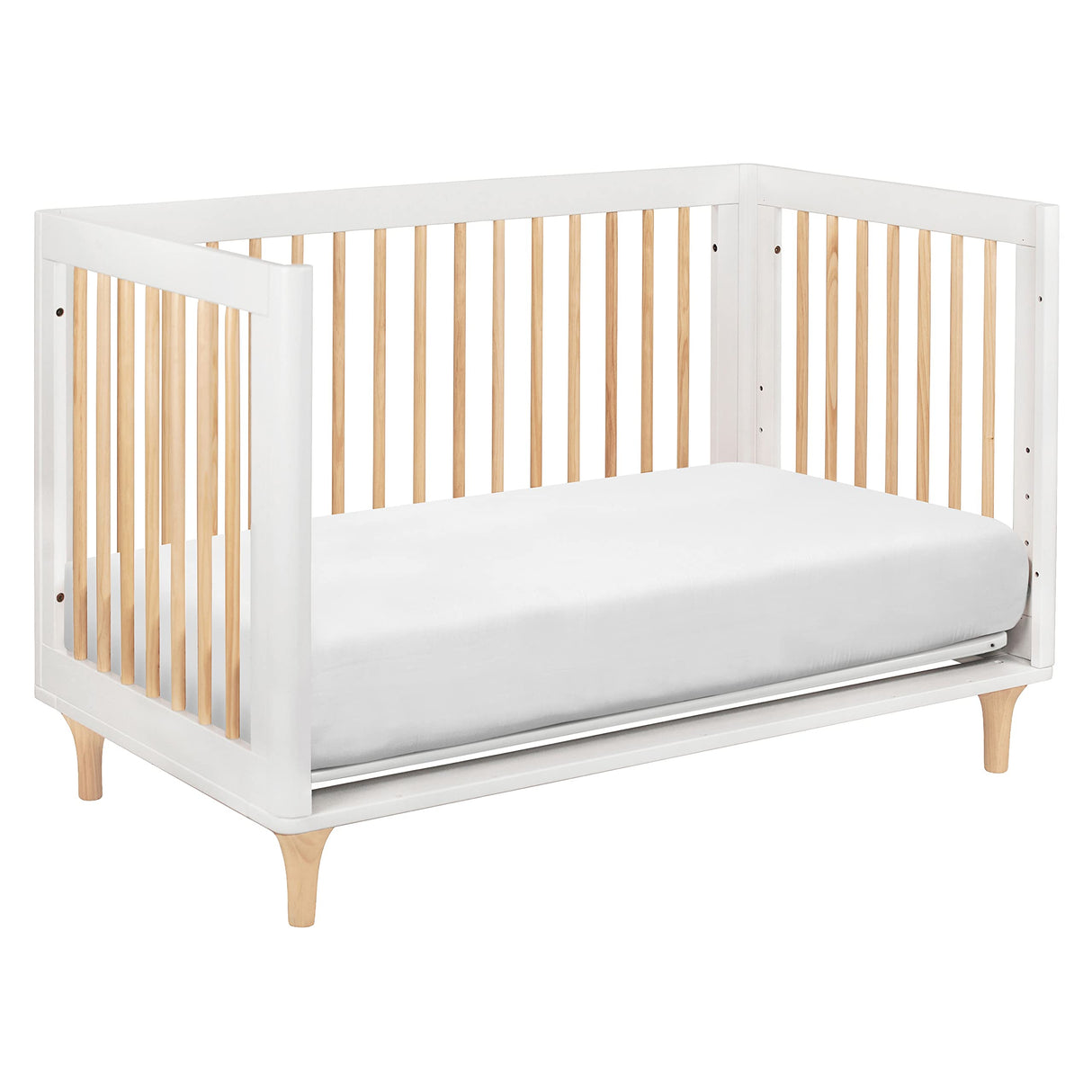 Lolly 3-in-1 Convertible Crib with Toddler Bed Conversion Kit in White and Natural,