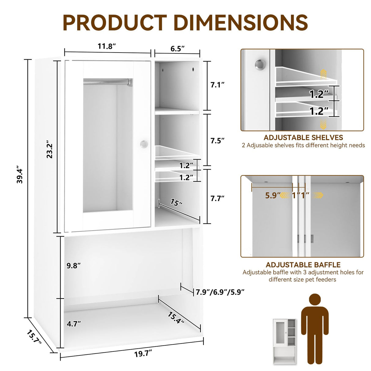 Dog & Cat Feeding Station with Automatic Feeder Storage