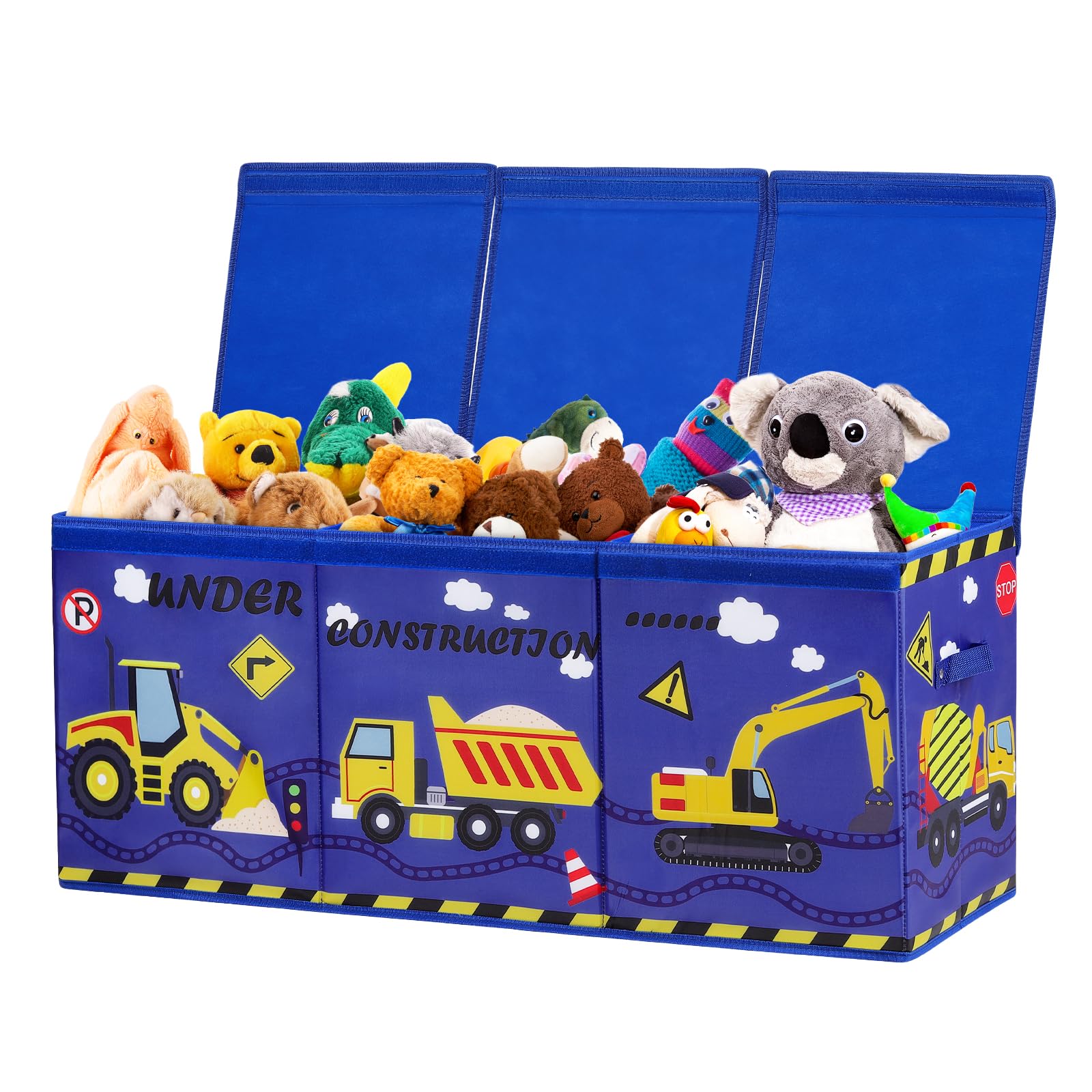 Chest Organizer with Flip Lid for Kids, Collapsible Oxford Toy Storage Box with Handles for Boys Girls, Sturdy Waterproof Storage Organizer for Bedroom Playroom Nursery, 37.7×12.5×15.7''