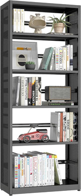 3 Tier Bookshelf, Metal Storage Book Shelf, Black Modern Display Bookcase